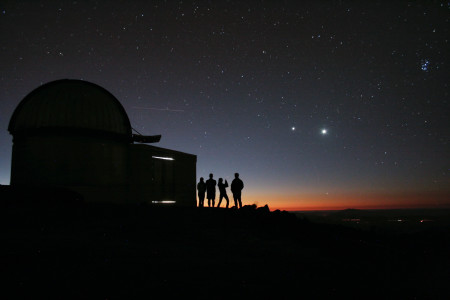 The starry night invites to go out and look to the stars, even if you have professional telescopes at hand. The dome in the image belongs to the TRAPPIST robotic telescope, that had first light at ESO’s La Silla Observatory, in Chile, in June 2010. TRAPPIST stands for TRAnsiting Planets and PlanetesImals Small Telescope.