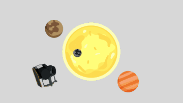 Illustrasjonsbilde av noen planeter og en satellitt i bane rundt en stjerne.