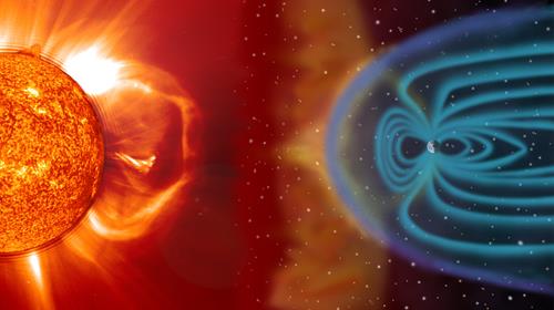 Illustrasjonsbilde av solen som påvirker jordens magnetfelt.