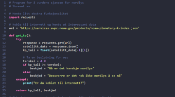 Programkode i en kodeeditor med mørk bakgrunn.