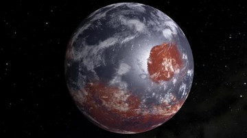 Et bilde som viser hvordan en fjern planet kan terraformes.